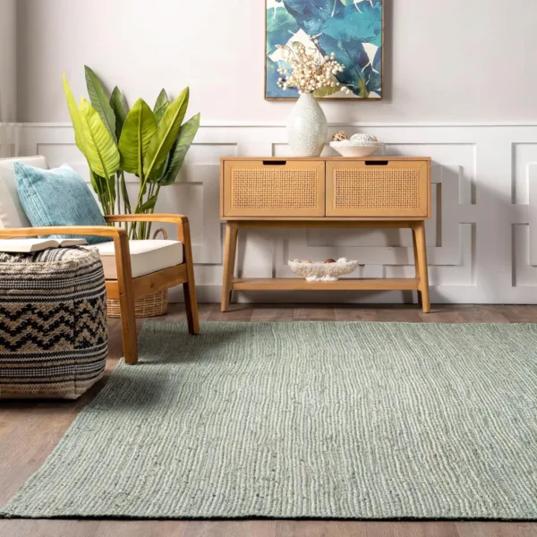 Jute area rug green