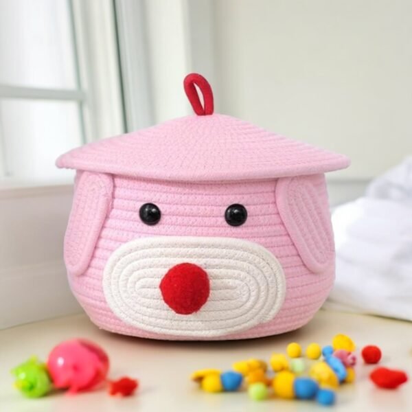 cute matka storage basket with lid pink 8x8 inches