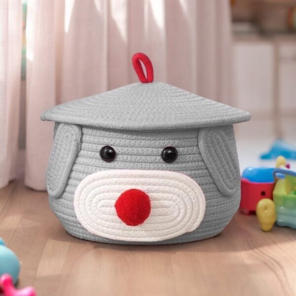 cute matka storage basket with lid grey 8x8 inches