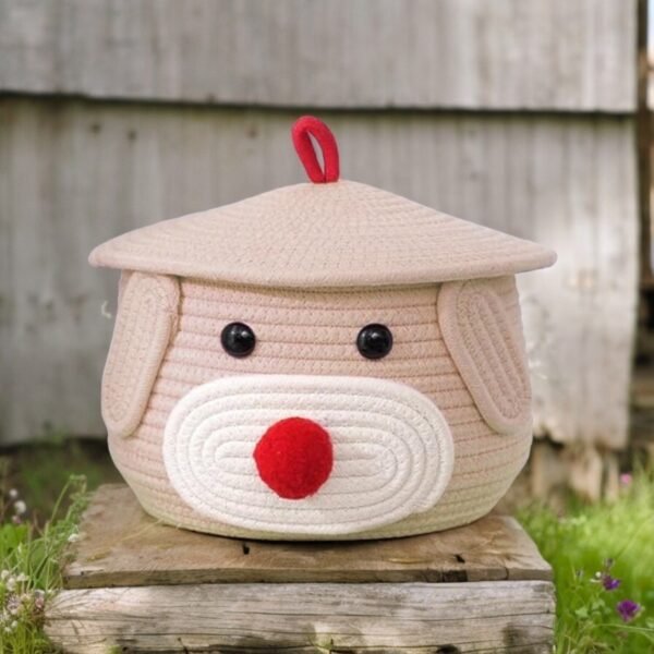 cute matka storage basket with lid beige 8x8 inches