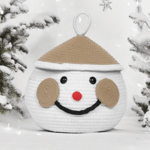 happy santa storage basket with lid brown 8x8 inches