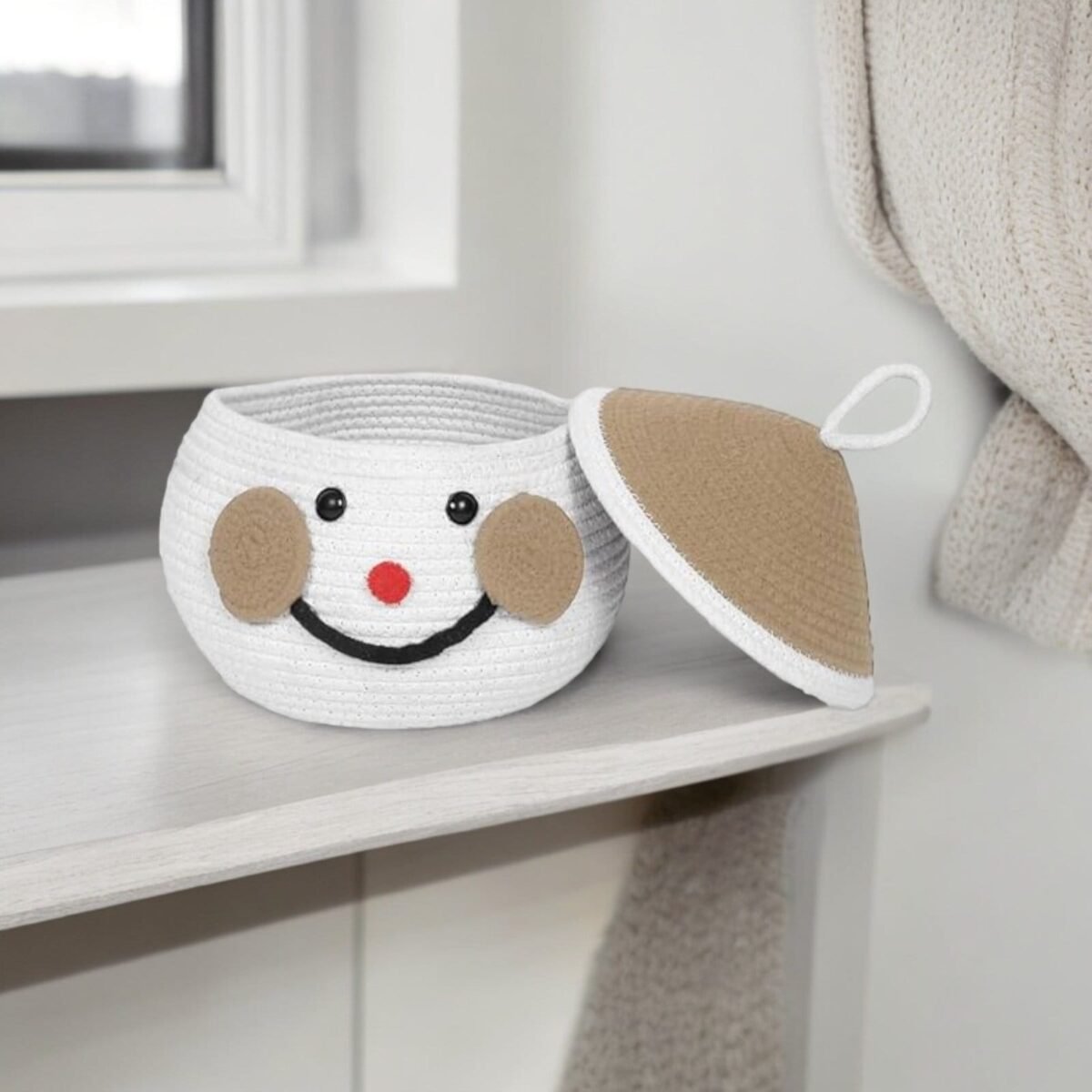 Santa Storage Basket with Lid 8x8" - Image 1