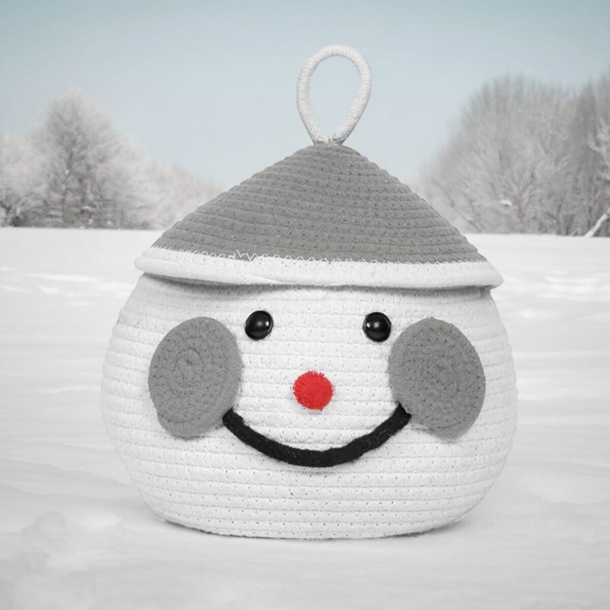 Santa Storage Basket with Lid 8x8" - Image 4