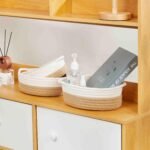 5 Pieces Storage Basket Sets Cotton Rope Woven Baskets for Organizing Small Round Basket Baby Nursery Bins | Fruit Baskets - Image 14