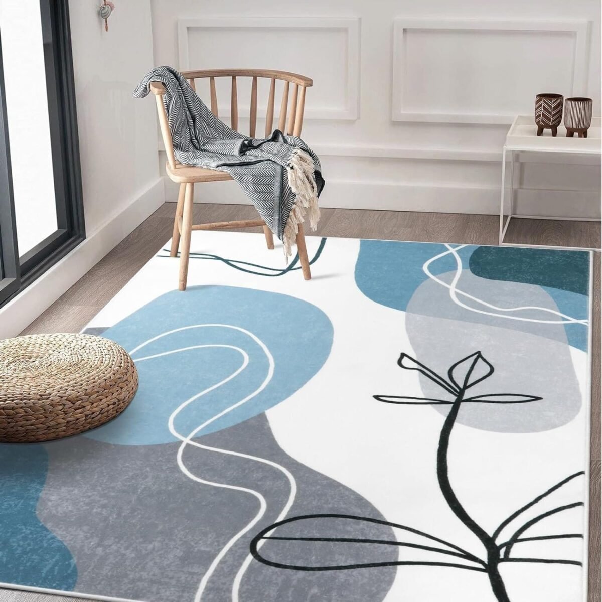 Modern Rug Blue For Living Room | Best Kids Room Rug | Handtufted Wool Rug - Image 1