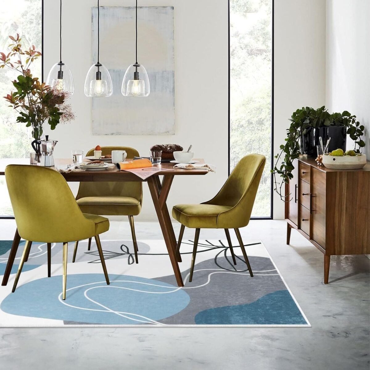 Modern Rug Blue For Living Room | Best Kids Room Rug | Handtufted Wool Rug - Image 2
