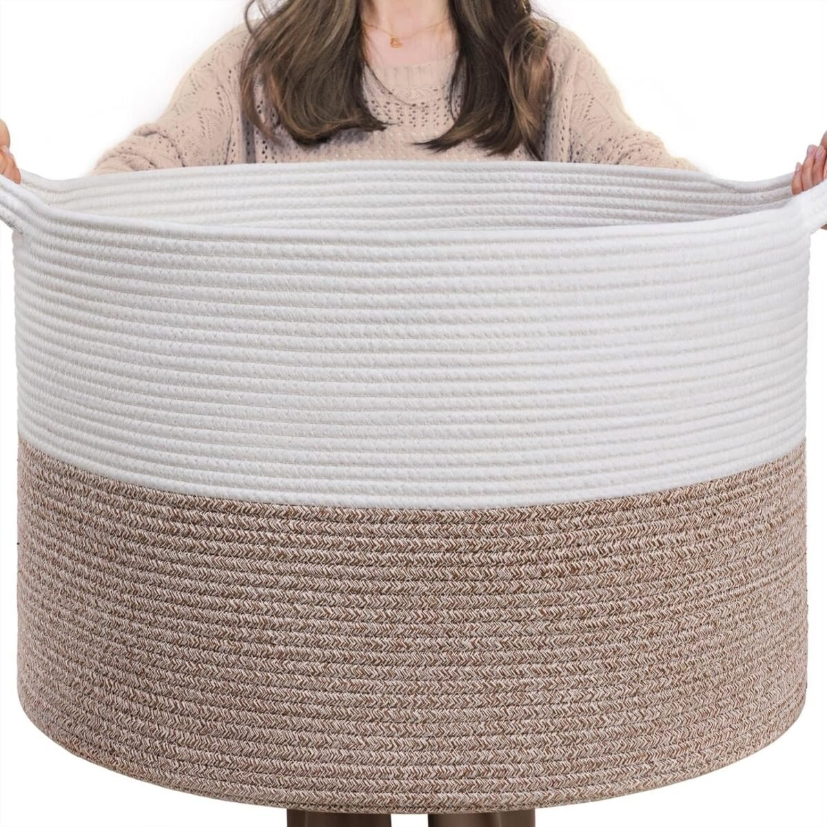 Cotton Rope Laundry Basket 16x16x14 Inches - Image 1