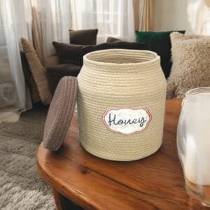 honey jute cotton storage basket