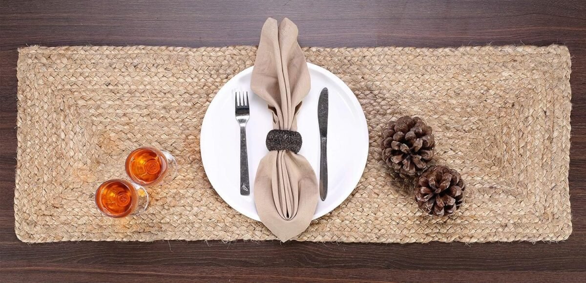 Jute Table Runner 36 Inches Long | 13x36 Natural Jute Braided Table Runner | Organic Eco-Friendly Rustic Vintage Dining Table Runner - Image 2
