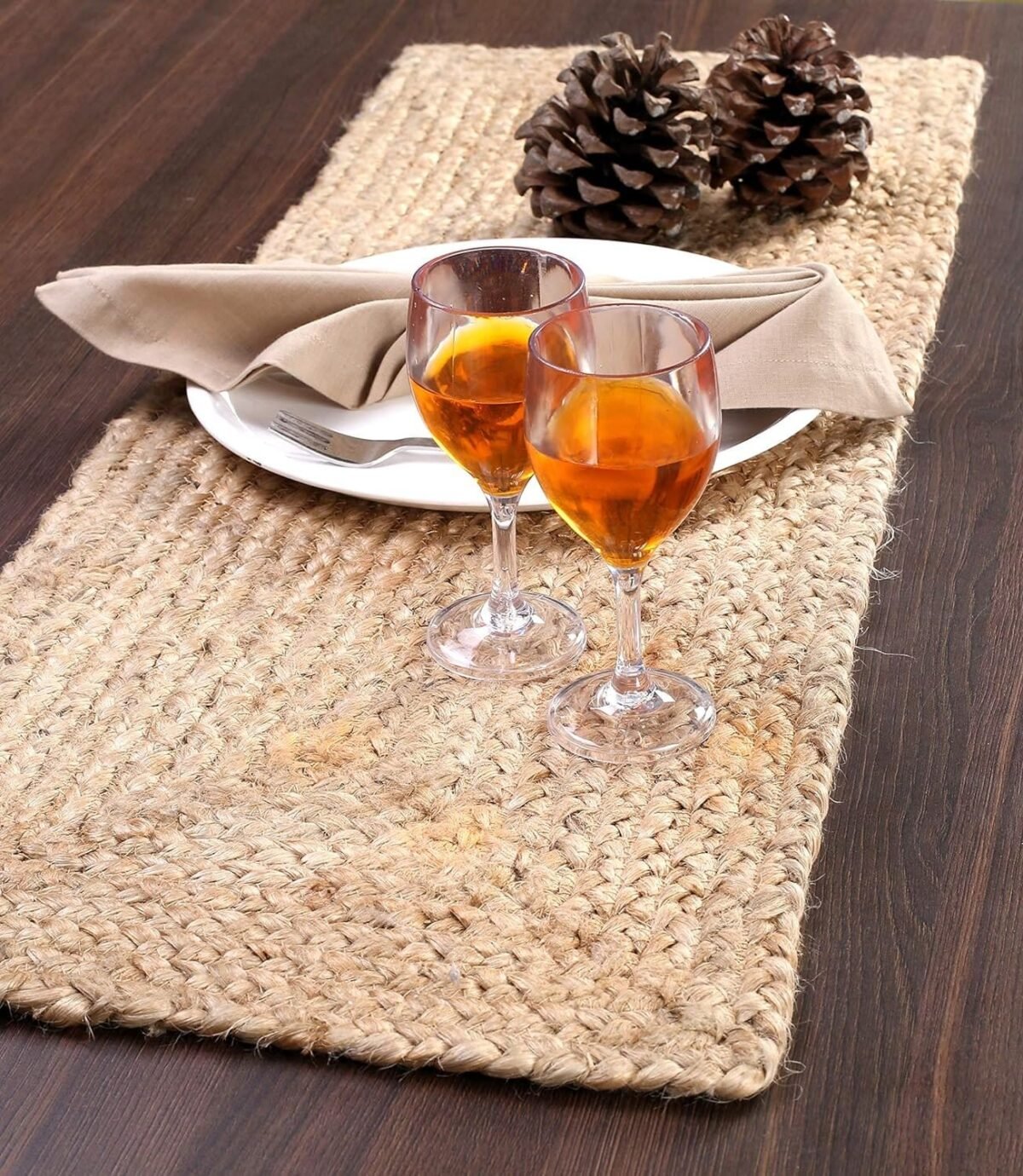 Jute Table Runner 36 Inches Long | 13x36 Natural Jute Braided Table Runner | Organic Eco-Friendly Rustic Vintage Dining Table Runner - Image 1