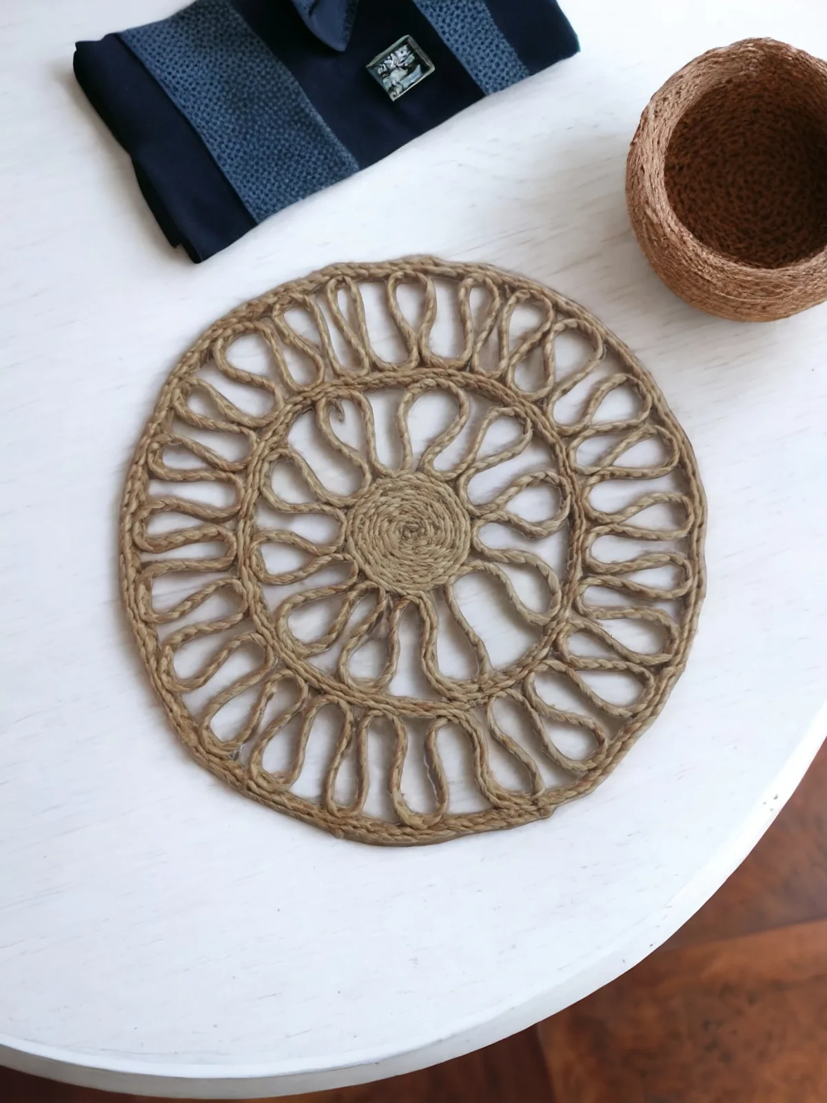 Boho Handmade Jute Placemats | Handcrafted jute placemats | 30 cm Dia | Set of 4 - Image 1