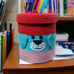 Cute Lion Face Storage Baskets For Kids Room | Storage Baskets For Home Decor | Cute Baskets | Eco Friendly Baskets | Jute Cotton Baskets 10x10 Inch - Image 3