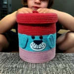 Cute Lion Face Storage Baskets For Kids Room | Storage Baskets For Home Decor | Cute Baskets | Eco Friendly Baskets | Jute Cotton Baskets 10x10 Inch - Image 2