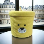 Cute Storage Baskets For Kids | Storage Solution For Kids Room | Yellow Storage Baskets with Lid| Animal Faces Storage - Image 6