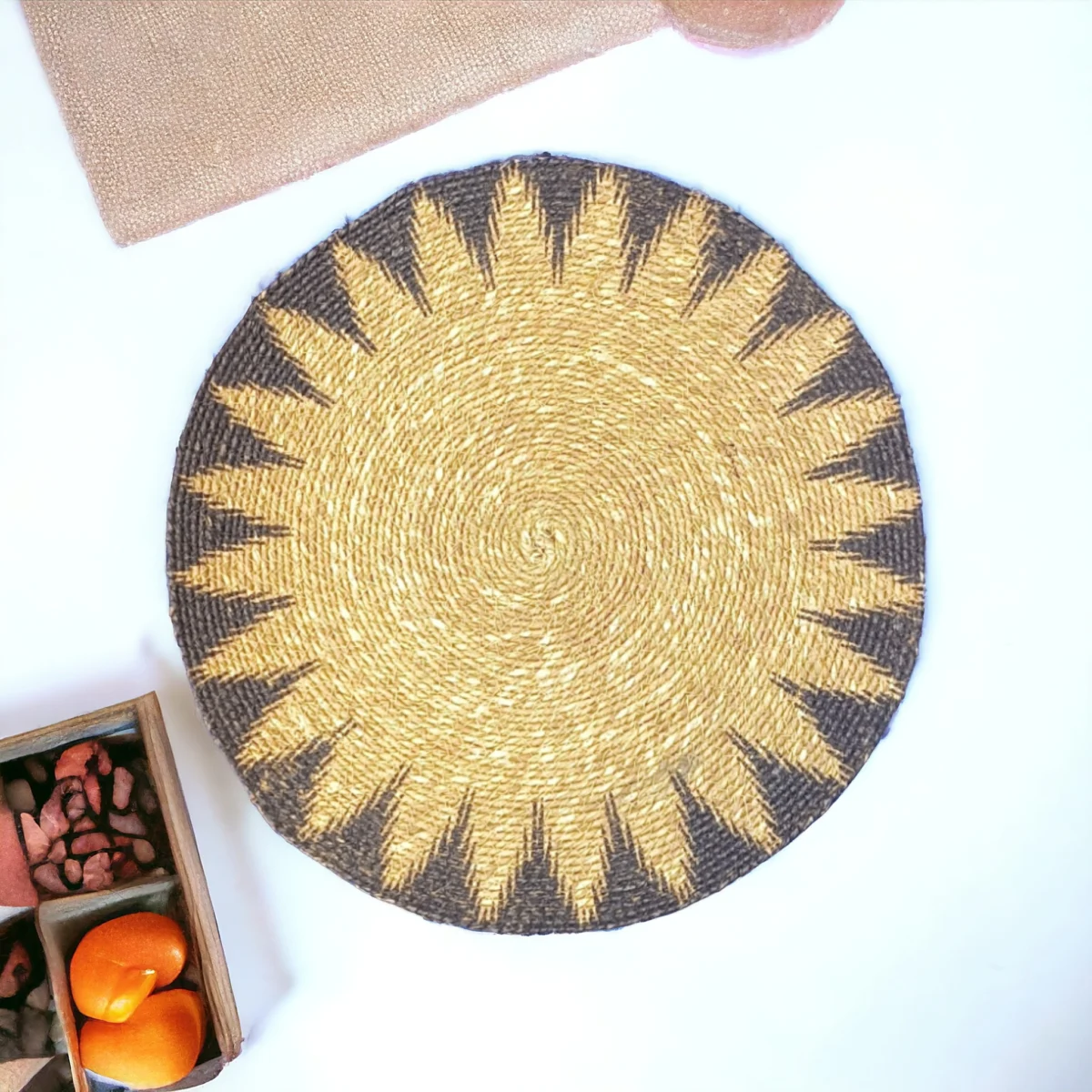 Seagrass Placemats Round | 15" Printed Table Placemats For Kitchen | Buy Eco Friendly Placemats Online | Pack of 4 pcs - Image 1