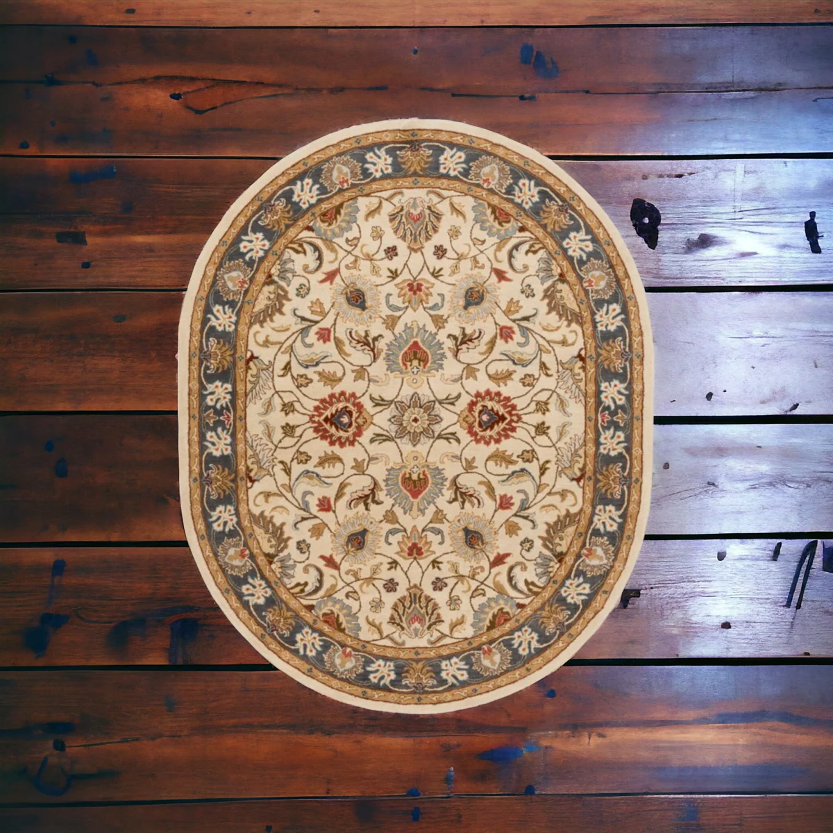 Floral Rugs and Carpets | Handmade Carpets | luxury Oval Shape Rug 4x6 Feet Carpets - Image 1