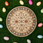 Luxury Floral Round Rug For Living Room | Round Rugs | Handmade Round Rugs | Premium Rugs - Image 2