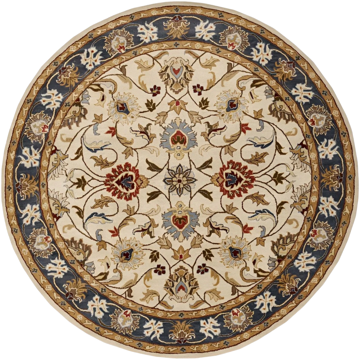 Luxury Floral Round Rug For Living Room | Round Rugs | Handmade Round Rugs | Premium Rugs - Image 1