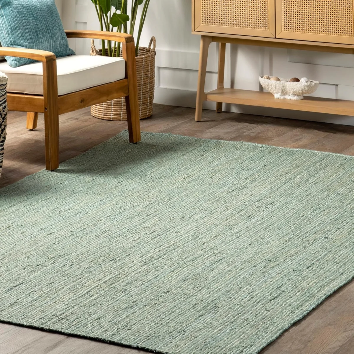 Jute Area Rug For Living Room| Green colour Rug | Eco Friendly Farmhouse Floor Rugs - Image 3