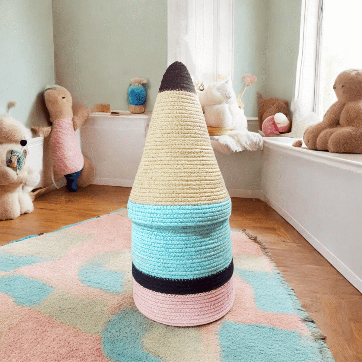 Rocket Storage Basket And Bin For Kids Nursery 10x22 inches - Image 4