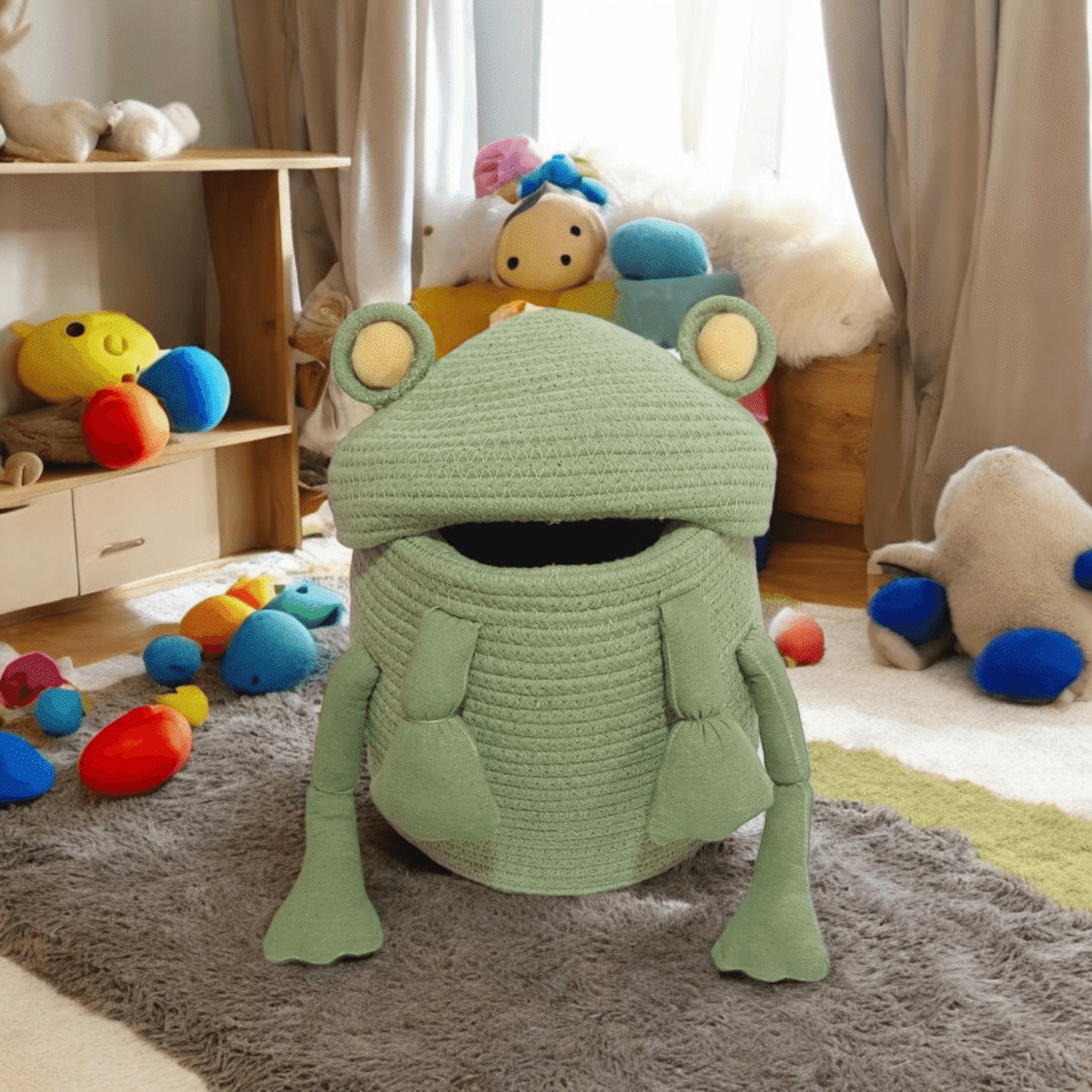 Crazy Frog Storage Basket Kid's Toys Green - Image 1