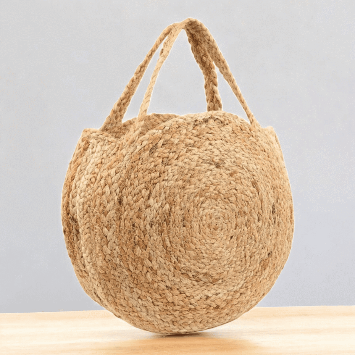 Jute Hand Bags Round Natural - Image 1