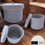 Stylish Grey Storage Containers- Jute Cotton 10x6 inches - Image 2