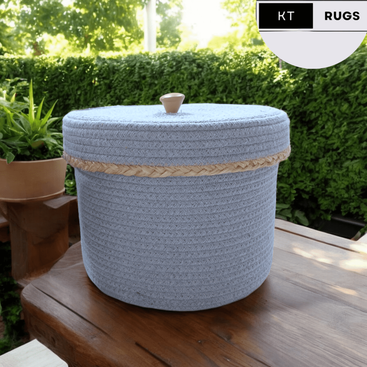 Stylish Grey Storage Containers- Jute Cotton 10x6 inches - Image 1
