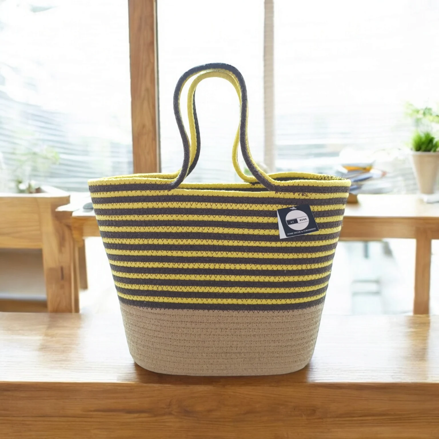 The Perfect Blend Of Style And Sustainability : Beige Yellow hand bag - Image 1