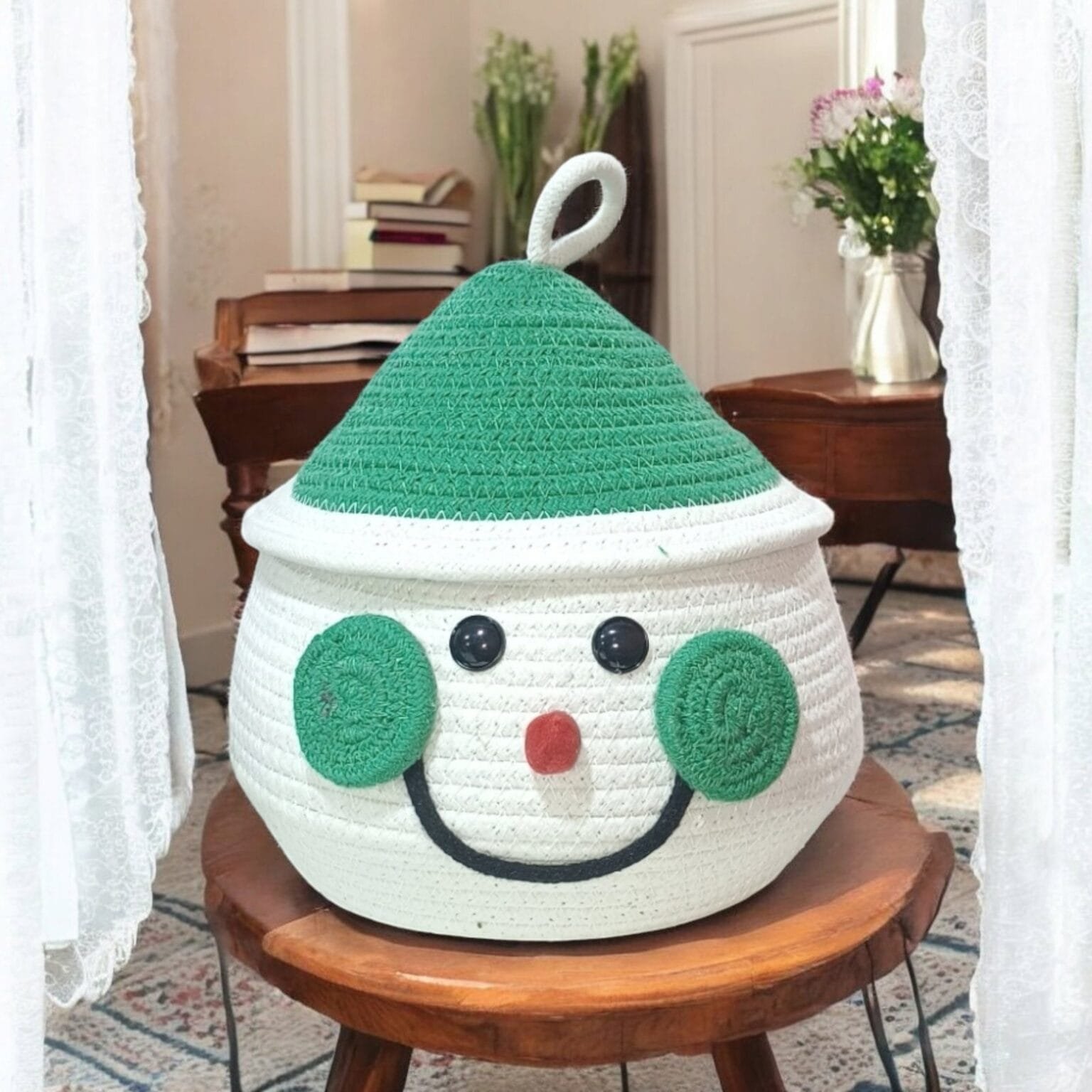 Multipurpose Matka Cartoon Basket-Snowman Santa - Image 1