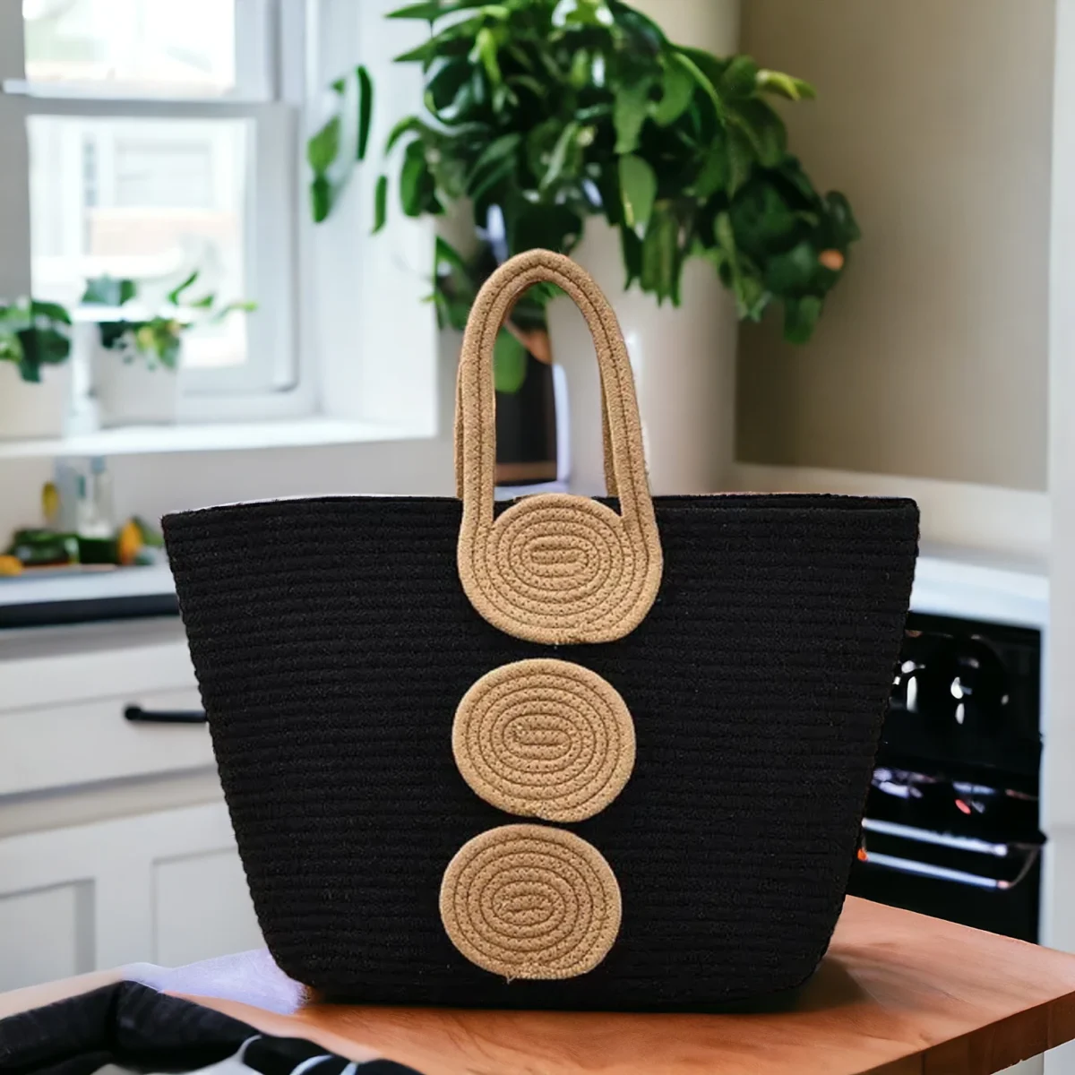 Black Handcrafted Tote Bag KTTB1002 | For Daily Use | Shopping Bag - Image 1