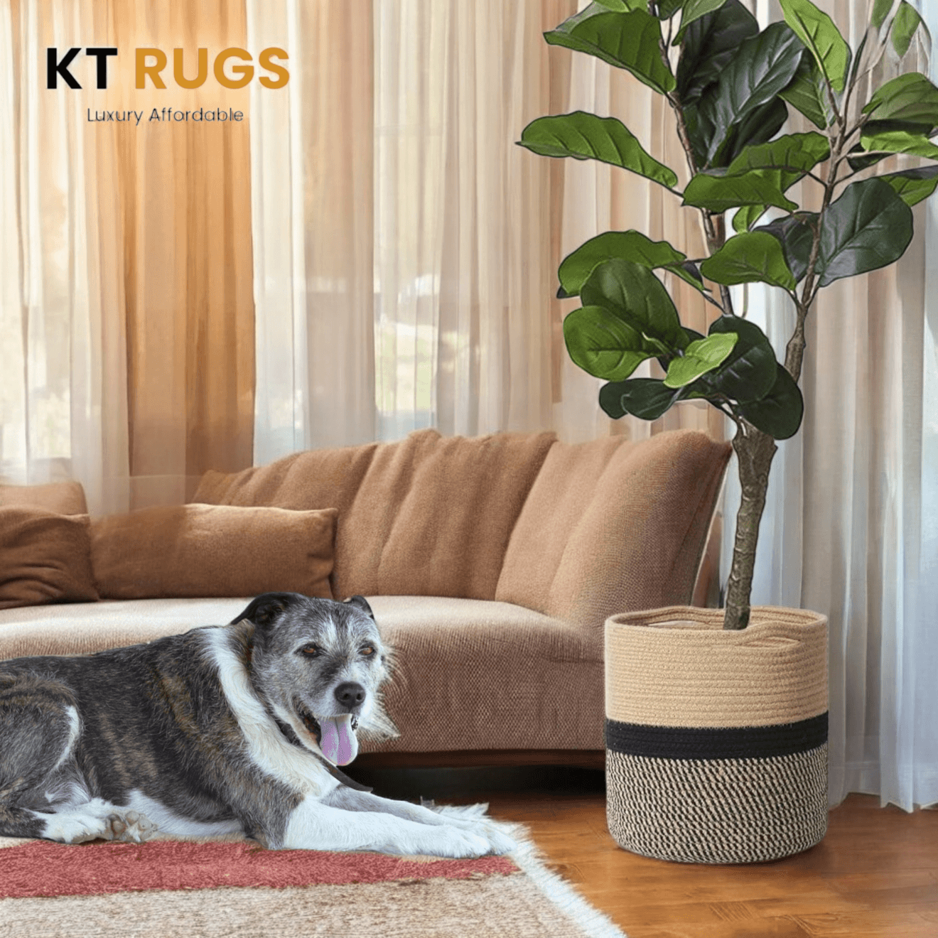 EcoChic Jute Planter – Beige & Black Multipurpose Organizer (10"x10"x10") - Image 2