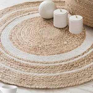 white cotton striped rug