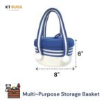 Nautical Stripe Multi-Purpose Storage Basket with Pom-Pom Handles – Coastal Home Organization - Image 4