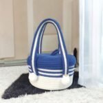 Nautical Stripe Multi-Purpose Storage Basket with Pom-Pom Handles – Coastal Home Organization - Image 2