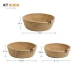 Cotton Rope Storage Basket Set, Round Woven Bowls, 10/9.4/8.7 inch Diameter, 3.5/3/2.8 inch Height, Natural Beige