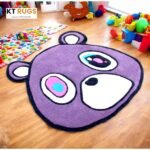 Purple Bear Kids Area Rug, Cartoon Design, Luxury Affordable Collection - Image 7