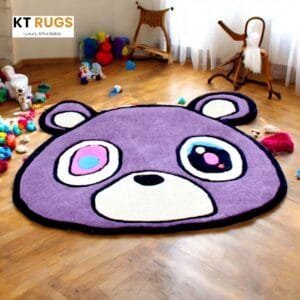 Purple Teddy Wool Rug, Cartoon Design, Luxury Affordable Collection