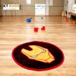 Iron Man Round Area Rug, Black and Red Superhero Design, Kids Room Decor - Image 2