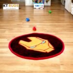 Iron Man Round Area Rug, Black and Red Superhero Design, Kids Room Decor - Image 6