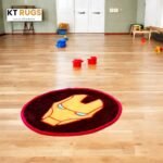 Iron Man Round Area Rug, Black and Red Superhero Design, Kids Room Decor - Image 3
