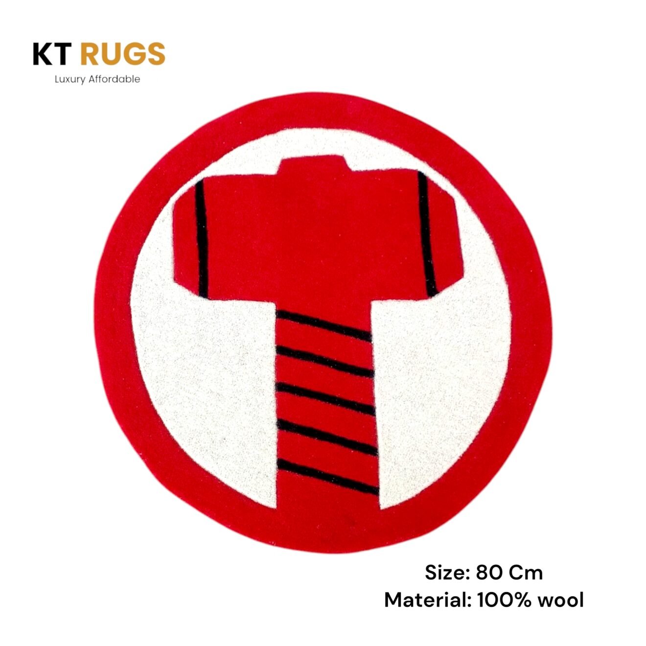 Modern Thor Rug, 80 cm, Red and White - Image 3