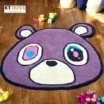 Purple Bear Kids Area Rug, Cartoon Design, Luxury Affordable Collection