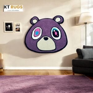 child playing on a fluffy beige teddy wool rug in a bright nursery | Best kids room decor