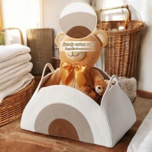 Foldable laundry basket hamper with lid in White, Beige, Coffee colors