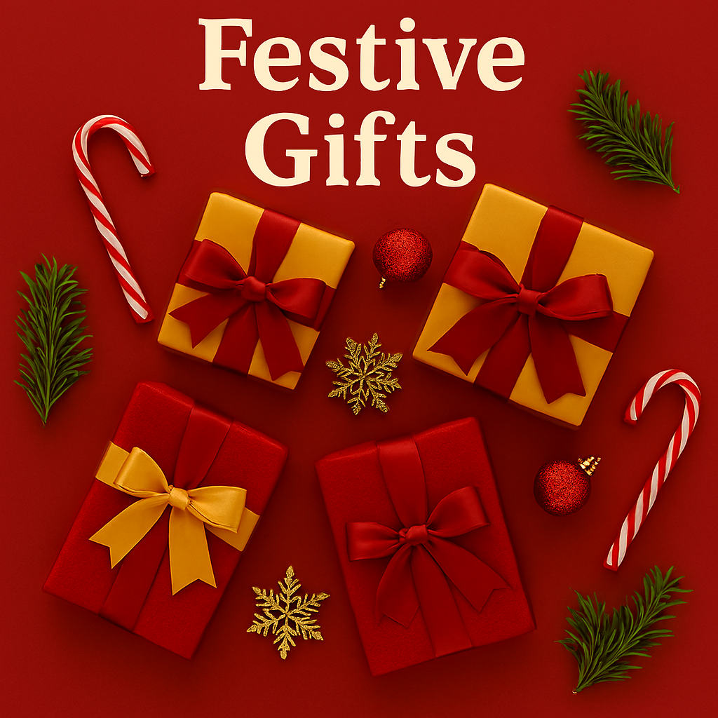 Thumbnail showcasing a handwoven wicker basket filled with artisanal treats, vibrant handmade patches, cozy textiles, and decorative ornaments against a warm festive backdrop.