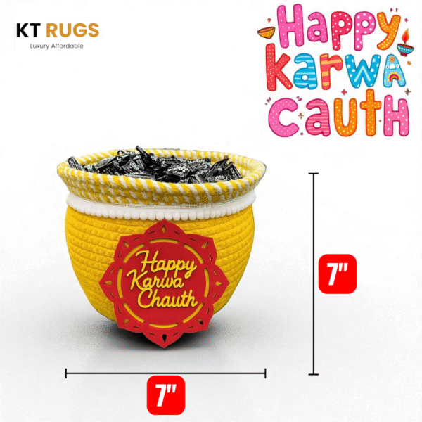 Karwachauth Gift Basket 7x7” | Eco-Friendly Jute Cotton | Traditional Festive Hamper