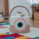 Handmade Jute Cotton Basket: A Stylish Evil Eye Design