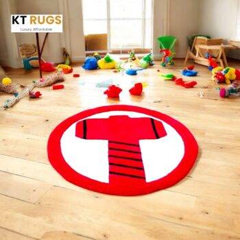 Modern Thor Rug, 80 cm, Red and White