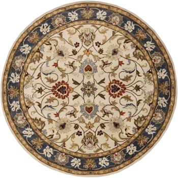 Luxury Floral Round Rug For Living Room | Round Rugs | Handmade Round Rugs | Premium Rugs